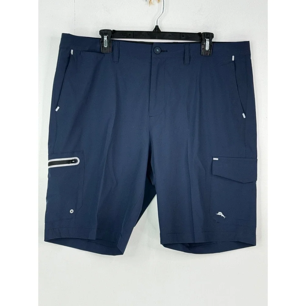Tommy Bahama IslandZone Mens Size 36 Navy Blue Cargo Performance Golf Shorts